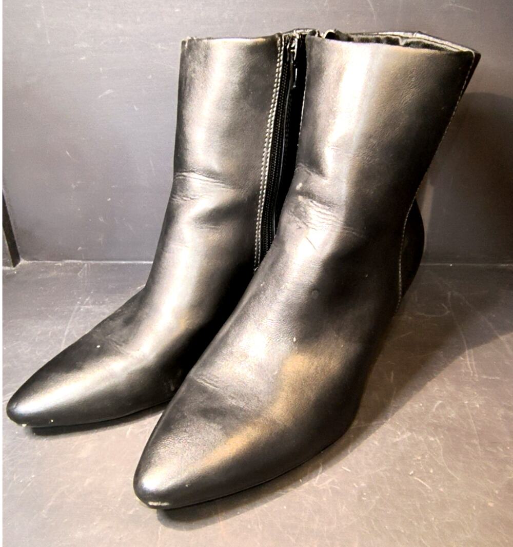 1951.  Black Ankle Booties by Christian Siriano Low Stilettos Size 8